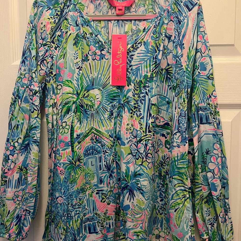 Lilly Pulitzer XS NWT WINSLEY top in HTF LILLYS HOUSE PRINT !!